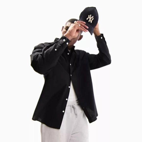 Sleek black men's button down NWOT - Picture 1 of 5